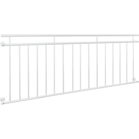 ECD Germany Ringhiera Balcone Francese 90 x 225 cm Bianco Opaco in Acciaio Verniciato a Polvere Supporto Protezione Finestre Griglia Parapetto Balaustra Inferriata a Sbarre 225x90 Recinzione Terrazza (1/7)