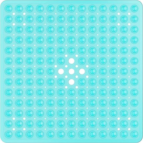Tapis de douche carré tapis de bain antidérapant douche anti-moisissure tapis de bain antidérapant avec trous de drainage, insert de douche antibactérien 53 x 53 cm, lavable en machine, vert (1/5)