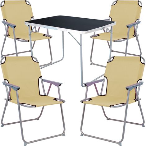5-tlg Campingsessel Beige + Campingtisch-MMC330871B+4xMPO2600B (1/4)