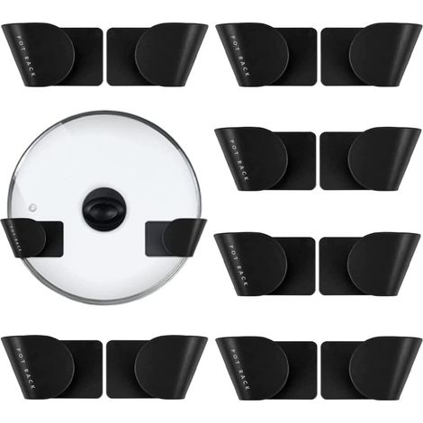 Filiyano-Lot de 6 supports pour couvercles de casseroles, fixation murale, adhésifs, pour la maison, la cuisine et le rangement des ustensiles. (1/4)