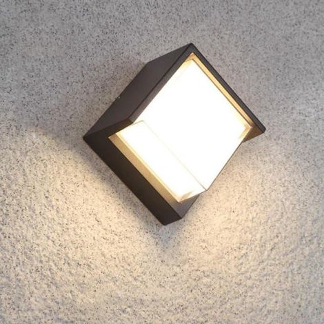Applique Murale LED 12W Noire Carrée IP65 - Lumière Blanc Froid 6000K avec Cache