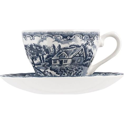 6 x tasses avec soucoupes BROOKS BLUE - 90ml - Churchill (1/2)