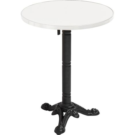 Table à mange ronde 60 cm inclinable plateau blanc/argent et pied noir