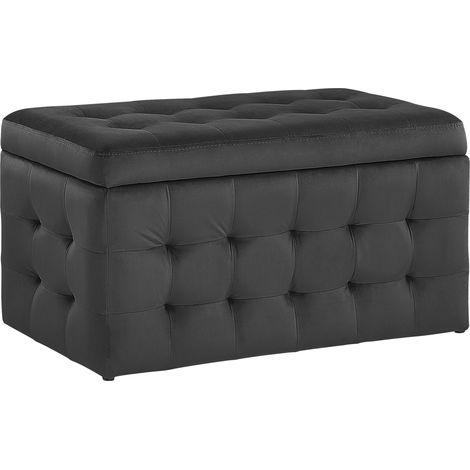 Otomana de terciopelo negro 72 x 40 cm tela almacenaje banco dormitorio Michigan