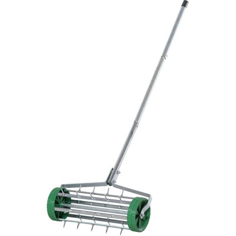 Aérateur de pelouse , 43,5 cm de large, manuel, avec bac de rangement, outils de jardin, carotteuse, aération du sol, entretien des pelouses et des sols compactés