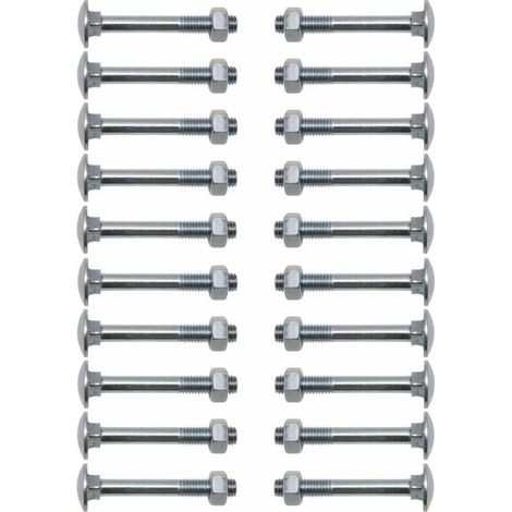 20x Vis à tête bombée collet carré DIN 603 en acier zingué avec écrou qualité 4.6, M5 x 30mm (1/2)