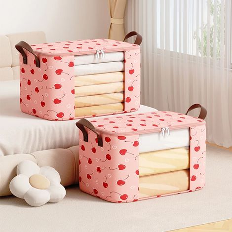 Lot de 4 sacs rangement couette grande taille, parfaits pour vêtements hiver et déménagement, organisateur de lit et textile maison pratique (1/5)
