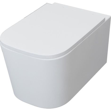 AICA Bathroom Rimless Wall Hung Toilet Pan With UF Soft Close Seat Square WC (1/4)