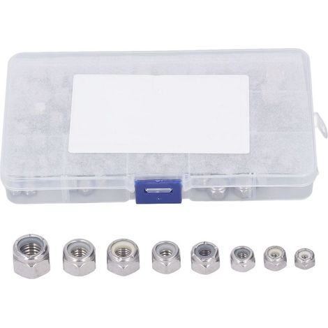 Kit d'assortiment d'écrous hexagonaux, 80 pièces, serrure en acier inoxydable 304 avec insert en Nylon, 8 spécifications (1/5)