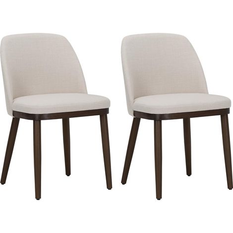 Lot de 2 Chaise Salle a Manger avec Base en Bois épaisse, chaises de Cuisine rembourrées avec Pieds en Bois Massif et Coussin d'assise épais, chaises Modernes pour Cuisine, Beige (1/5)