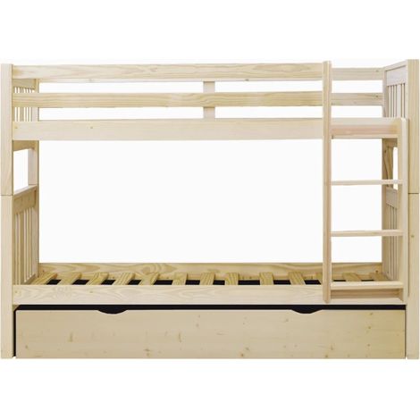 Litera + cama de arrastre madera blanco lavado 90x190cm