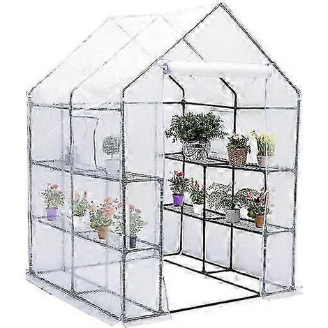 Bâche de serre en PE imperméable de remplacement avec porte, isolation thermique et protection contre la pluie, transparente, verte, accessoires blancs (1/5)