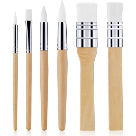 Wooden Paint Brush Set, 6 Pieces Brushes for Acrylic Painting, Painting Brush Set, Artist Brushes for Oil, Watercolor, Canvas, Boards, Rocks, Body, Face, Nail Art