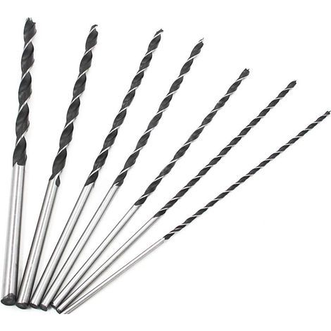 Extra langer 300-mm-Spiralbohrer, 7-teiliges Werkzeugset, gehärteter Stahl mit hohem Kohlenstoffgehalt, 4–10 mm, zum Bohren in Holz (1/5)