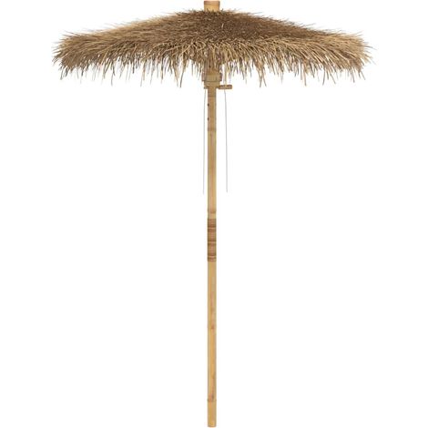 Ombrellone Tiki con baldacchino in foglie di banano 150 x 210 cm protezione UV resistente stile tropicale bambù naturale 020058328