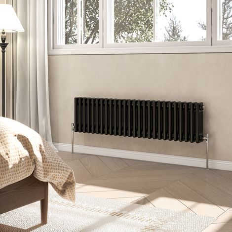 AVER-GROWTH 3 Column Traditional Cast Iron Style Radiator Black 300x1190mm (1/5)
