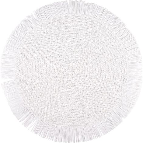 Pack 6 unidades bajoplato redondo flecos color blanco 38 cm (1/5)