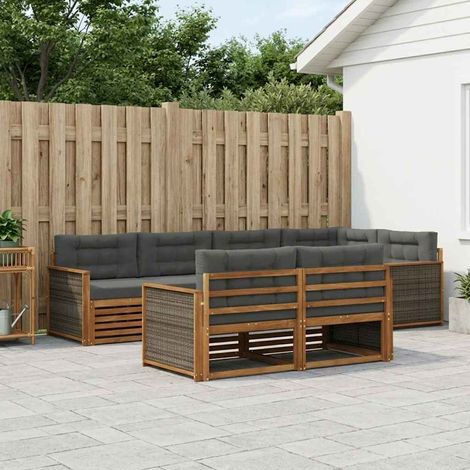 Set di divani da esterno componibile in legno massello di acacia, naturale e antracite, set da 7 pz, 128.7kg - PANGIVO (1/5)