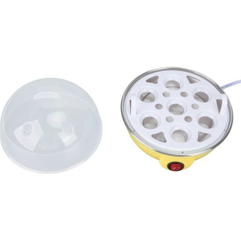 Cuiseur à œufs de poule - Permet de cuire jusqu'à 7 gros œufs durs - Système anti-surchauffe - Arrêt automatique - Cuiseur à œufs pochés avec plaque chauffante - Prise US 110 V - Jaune (1/5)