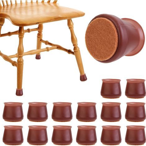 32-Piece Round Silicone Chair Leg Covers with Felt Pads for Furniture Protection, Elastic to Prevent Scratches, 30-45mm