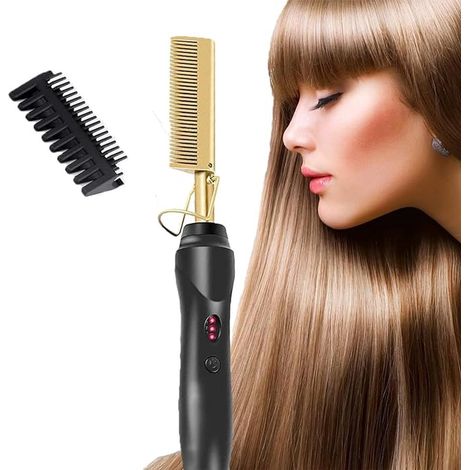 Brosse chauffante lissante pour cheveux, peigne lisseur professionnel pour barbe et coiffure.