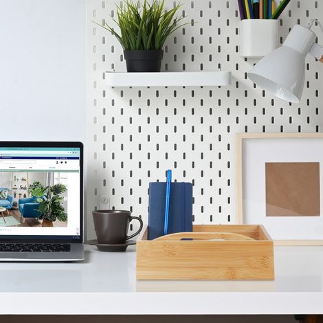 Organizer da scrivania in bambu con 4 scomparti