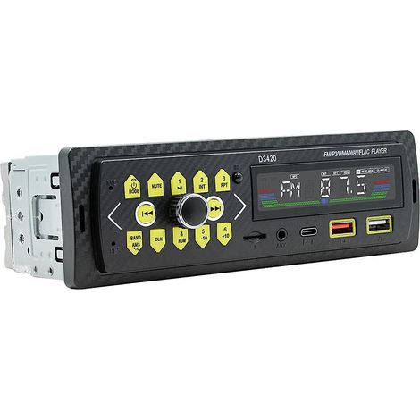 Autoradio MP3 intelligent Bluetooth mains libres avec lecteur de carte USB, son sans perte, amplificateur et radio. (1/5)