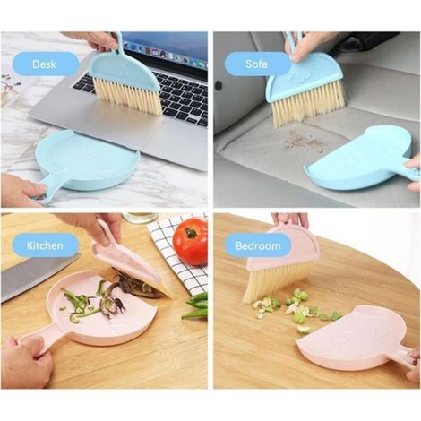 Mini balai-pelle multifonction, idéal pour un bureau, pour une collecte de poussière efficace (blanc) (1/5)