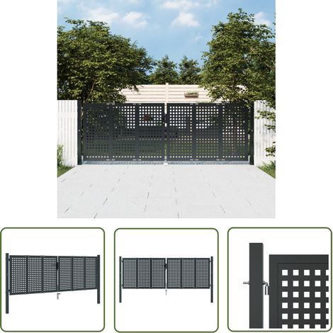 The Living Store Gartentor Anthrazit 300x150 cm Stahl - Gartentor - Metalltor - Stahltür - Zaun - Einfahrtstor (1/5)