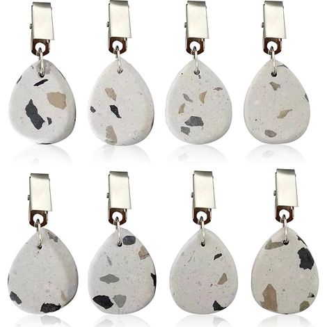 Poids pour Nappe en Pierre, 8 Pièce Pendentif Nappe Marbre Naturel, Pince Nappe Exterieur Pierre, Attache Nappe avec Poids, Pince à Nappe de Table pour Fête, Mariage, Fcuisine, Pique-Nique (1/5)