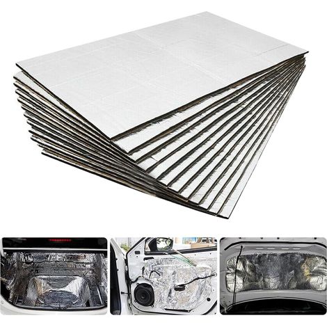 Alfombrilla aislante para coche, alfombrilla amortiguadora, alfombrilla insonorizante, aislamiento térmico y acústico, pegatina impermeable para motor y ventana de techo (25 cm × 18 cm × 10 unidades) (1/5)