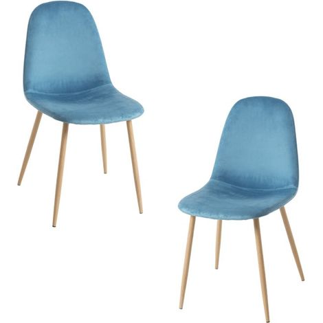 Packs Sillas Comedor - Pack 2 Sillas Teok Terciopelo - Verde azulado (1/5)