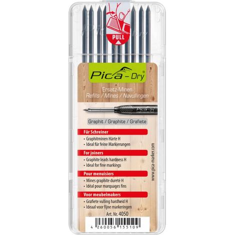 Pica PICA DRY mines graphite H 2,8 mm x 125 mm pack 10
