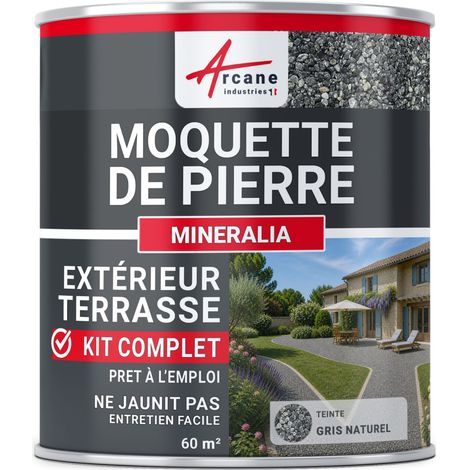 Kit moquette de pierre extérieur terrasse - Résistant UV & drainant - 60 m² Gris Naturel - ARCANE INDUSTRIES