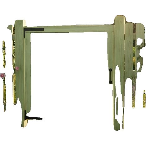 Portail de jardin, bois de pin imprégné, design moderne, Jaune clair (1/2)