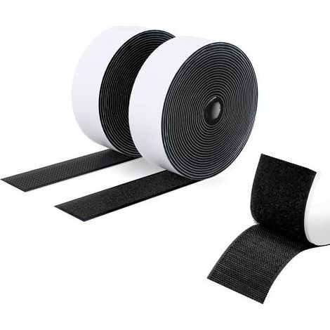 Ruban adhésif double face à crochets et à boucles, 30MM x 3M Ruban adhésif autocollant, bandes robustes, ruban à emboîtement pour cadres de photos, moustiquaires, tapis, bricolage Noir (1/5)