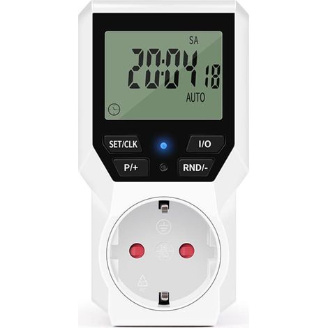 Programmateur de prise électrique, minuterie numérique, prise de courant pour 230 V AC, 16 A/3680 W, avec sécurité enfant et affichage numérique (sans rétroéclairage) (1/5)