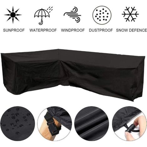 Wasserdichte Möbelabdeckung, strapazierfähiger 210D-Oxford-Stoff, Rattan-Ecksofa-Bezug für den Außenbereich (200 x 270 cm) (1/4)
