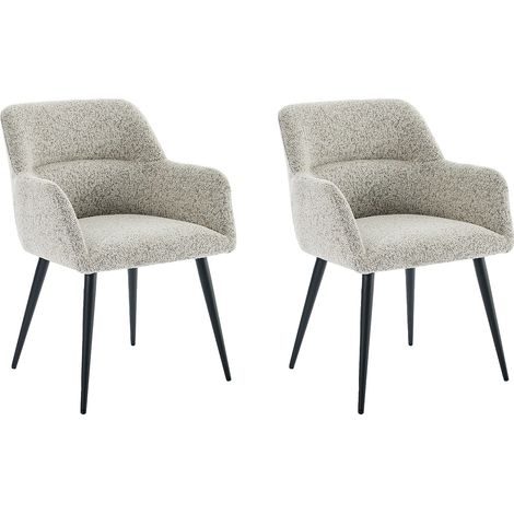 Sedia con braccioli in Tessuto tweed e Metallo Nero Panna - Lotto di 2 - HEKA
