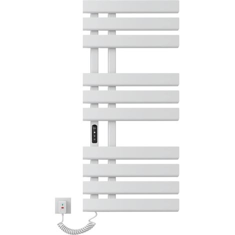 Radiador Toallero Eléctrico, 500x1100mm Toallero Baño Radiador, Secador de Toallas, Toallero Calentado, Secatoallas Electrico, Temperatura constante inteligente Calentador de Toallas Pared, Blanco, Lz