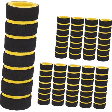 Lot de 10 Rouleaux de Massage en Mousse Noire et Jaune, Accessoires D’équipement de Musculation, Coussinets en Éponge 20mm X 105mm pour Machine D’Extension Jambes, Entraînement (1/5)