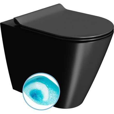 Cuvette KUBE X, Swirlflush, 36x55cm, siphon en S/siphon en P, noir double mat (1/2)