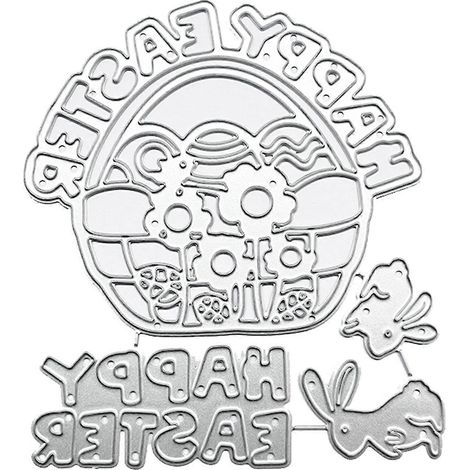 Frohe Ostern Metall-Stanzschablone zum Selbermachen für Scrapbooking-Alben, Papierkarten, Prägeformen und Bastelarbeiten.