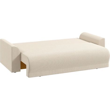 Canapé-lit Aurson 3 places convertible rangement velours côtelé Beige (1/5)