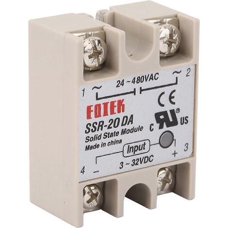 SSR‐20DA DC-Steuerung AC 20A Halbleiterrelaismodul Eingang 3‐32V DC bis 24‐480V AC