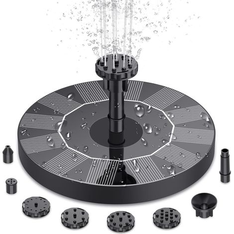 Pompa solare per abbeveratoio per uccelli, fontana solare per uccelli con 6 ugelli, pompa galleggiante per giardino, laghetti, piscine, acquari e vasche per pesci (13 cm) (1/5)