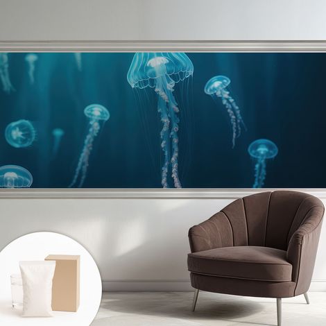 Papier peint intissé mural avec colle pour salon et chambre Décoration murale rapide - Colle incluse gratuite Élégance marine 250x104 cm (1/5)