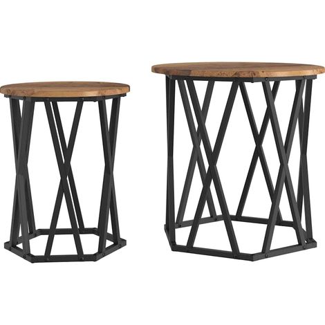 2 pcs Table basse,Table d'appoint,Table de Salon Bois ancien 50 x 50 x 50 cm CFW41757 (1/5)