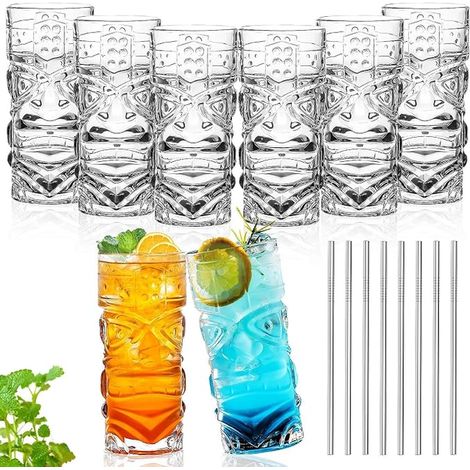 Plastic Tiki Cups Transparent Tropical Cocktail Glasses Bar Hawaiian Party Tableware (1/3)