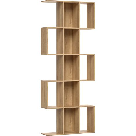 Libreria Scaffale a 5 Livelli a S 80x24x200 cm con 15 Ripiani in Legno Color Rovere (1/5)